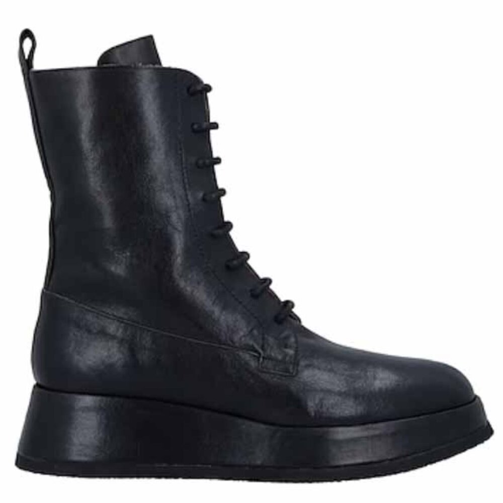 La Petite Maison Women 36 Black Leather Platform Boots (with box)